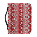 Merry Christmas Knitted Pattern Print Leather Bible Cover