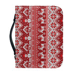 Merry Christmas Knitted Pattern Print Leather Bible Cover