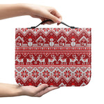 Merry Christmas Knitted Pattern Print Leather Bible Cover