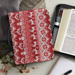 Merry Christmas Knitted Pattern Print Leather Bible Cover