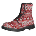 Merry Christmas Knitted Pattern Print Lace-Up Boots