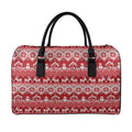 Merry Christmas Knitted Pattern Print Leather Duffel Bag