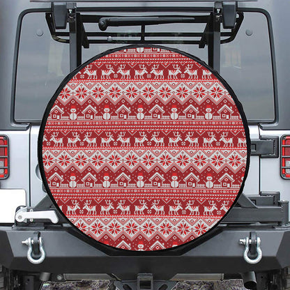 Merry Christmas Knitted Pattern Print Leather Spare Tire Cover