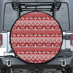 Merry Christmas Knitted Pattern Print Leather Spare Tire Cover