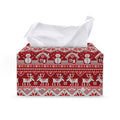 Merry Christmas Knitted Pattern Print Leather Tissue Box Cover