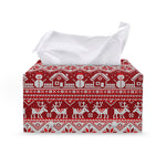 Merry Christmas Knitted Pattern Print Leather Tissue Box Cover