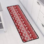 Merry Christmas Knitted Pattern Print Long Kitchen Mat