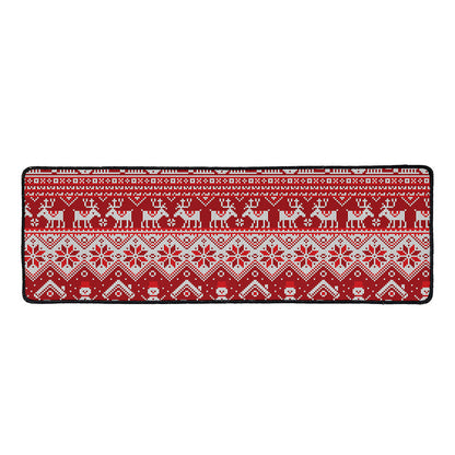 Merry Christmas Knitted Pattern Print Long Kitchen Mat