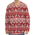 Merry Christmas Knitted Pattern Print Long Sleeve Baseball Jersey
