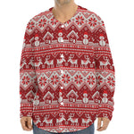 Merry Christmas Knitted Pattern Print Long Sleeve Baseball Jersey