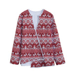 Merry Christmas Knitted Pattern Print Long Sleeve Short Coat