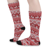 Merry Christmas Knitted Pattern Print Long Socks