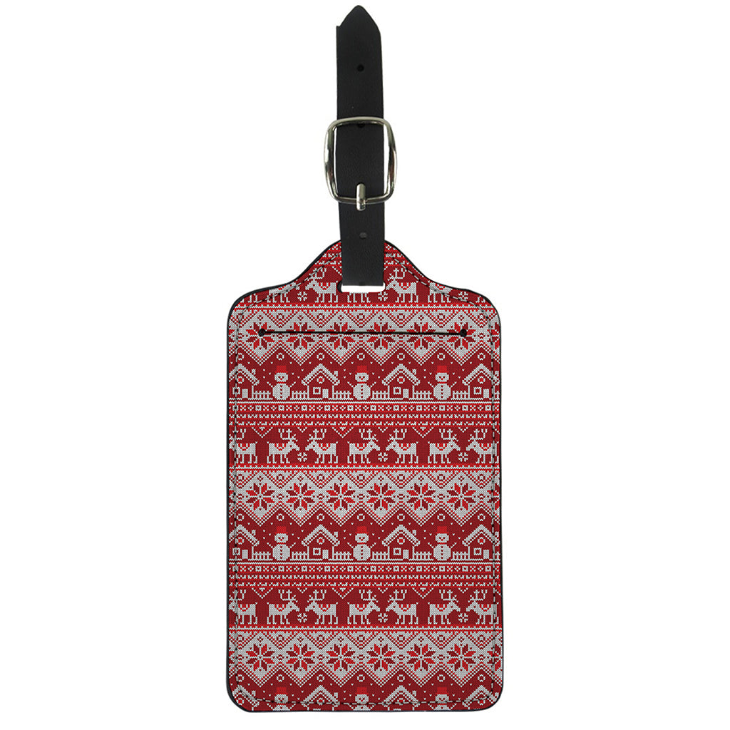 Merry Christmas Knitted Pattern Print Luggage Tag
