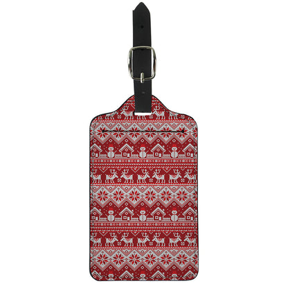 Merry Christmas Knitted Pattern Print Luggage Tag