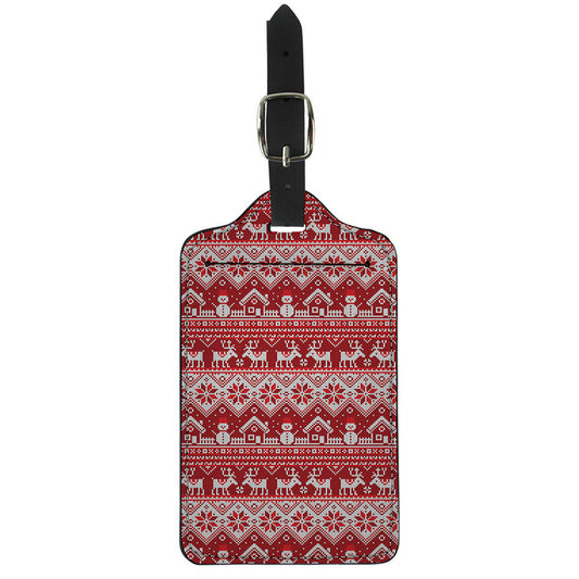 Merry Christmas Knitted Pattern Print Luggage Tag