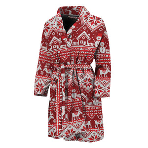 Merry Christmas Knitted Pattern Print Men's Bathrobe