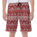 Merry Christmas Knitted Pattern Print Men's Beach Shorts