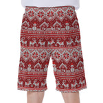 Merry Christmas Knitted Pattern Print Men's Beach Shorts