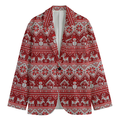 Merry Christmas Knitted Pattern Print Men's Blazer