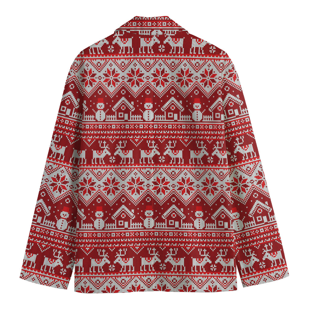 Merry Christmas Knitted Pattern Print Men's Blazer