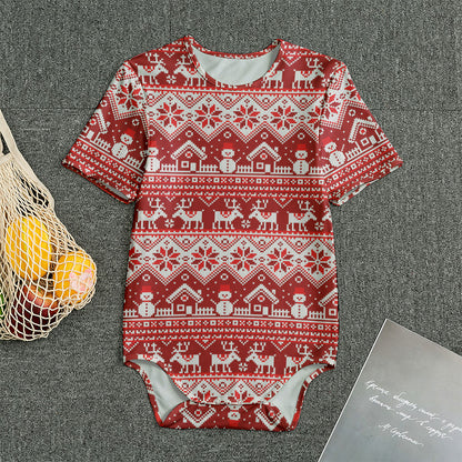 Merry Christmas Knitted Pattern Print Men's Bodysuit