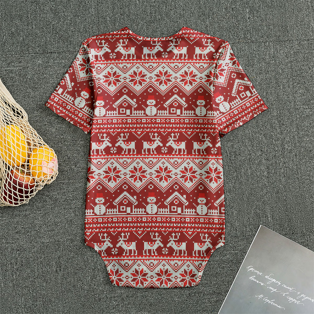 Merry Christmas Knitted Pattern Print Men's Bodysuit