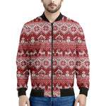 Merry Christmas Knitted Pattern Print Men's Bomber Jacket