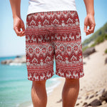 Merry Christmas Knitted Pattern Print Men's Cargo Shorts