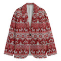 Merry Christmas Knitted Pattern Print Men's Cotton Blazer