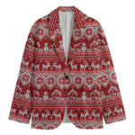Merry Christmas Knitted Pattern Print Men's Cotton Blazer