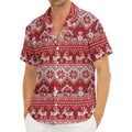 Merry Christmas Knitted Pattern Print Men's Deep V-Neck Shirt