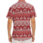 Merry Christmas Knitted Pattern Print Men's Deep V-Neck Shirt