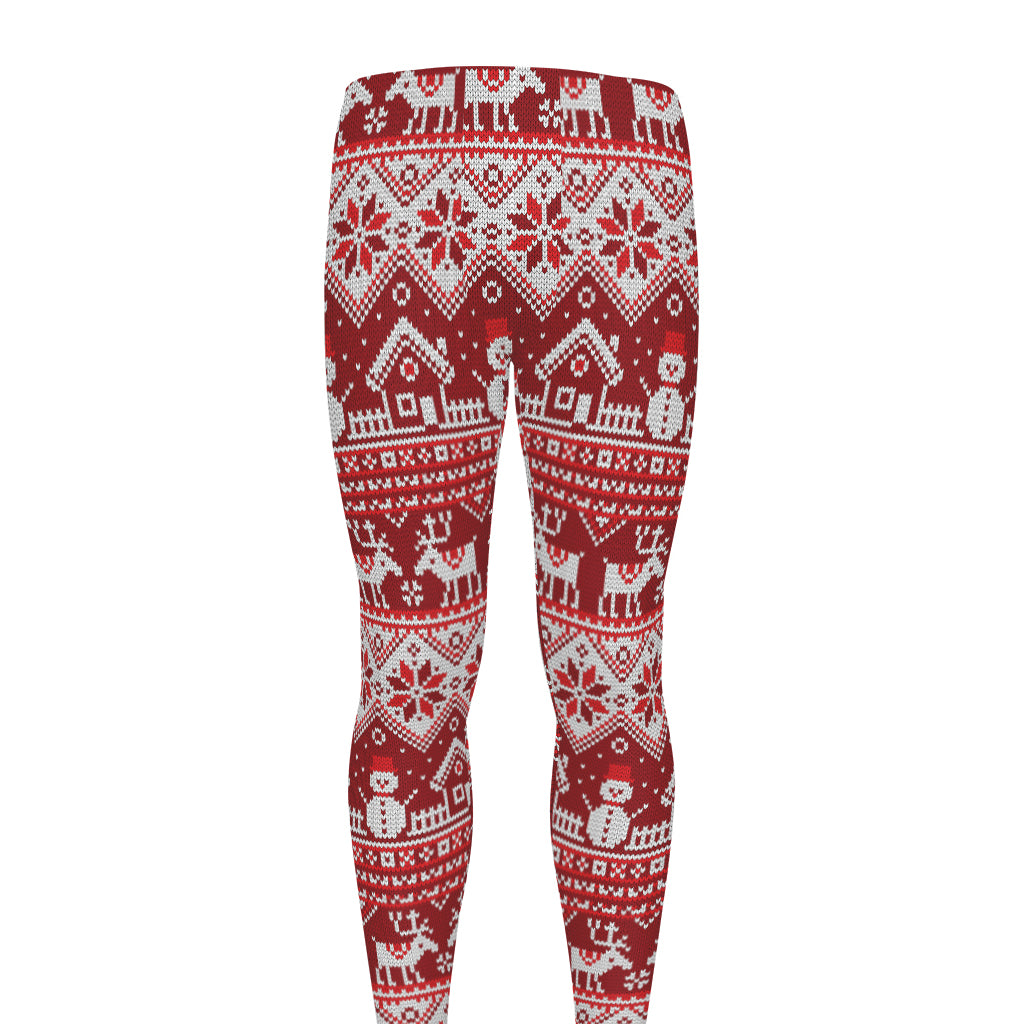 Merry Christmas Knitted Pattern Print Men's leggings
