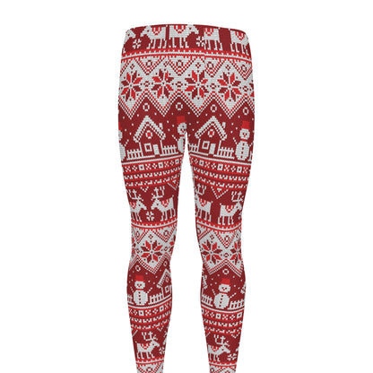 Merry Christmas Knitted Pattern Print Men's leggings