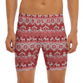 Merry Christmas Knitted Pattern Print Men's Long Boxer Briefs