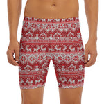 Merry Christmas Knitted Pattern Print Men's Long Boxer Briefs