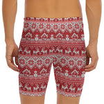 Merry Christmas Knitted Pattern Print Men's Long Boxer Briefs