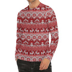 Merry Christmas Knitted Pattern Print Men's Long Sleeve Rash Guard