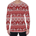 Merry Christmas Knitted Pattern Print Men's Long Sleeve T-Shirt