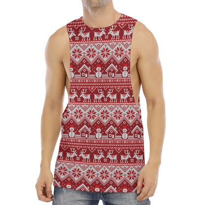 Merry Christmas Knitted Pattern Print Men's Muscle Tank Top