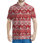 Merry Christmas Knitted Pattern Print Men's Polo Shirt