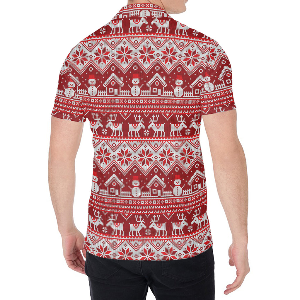 Merry Christmas Knitted Pattern Print Men's Shirt