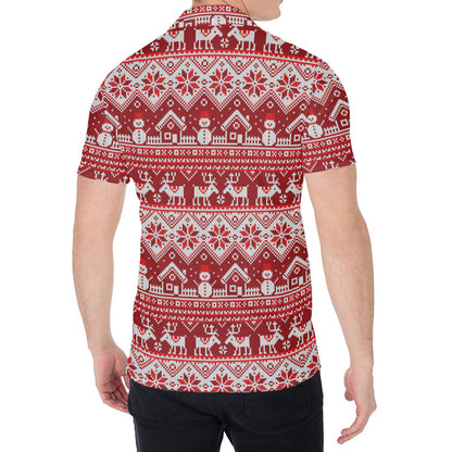 Merry Christmas Knitted Pattern Print Men's Shirt