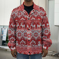Merry Christmas Knitted Pattern Print Men's Shirt Jacket
