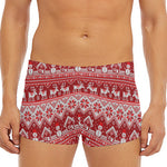 Merry Christmas Knitted Pattern Print Men's Short Boxer Briefs