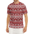 Merry Christmas Knitted Pattern Print Men's Short Sleeve Rash Guard