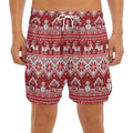 Merry Christmas Knitted Pattern Print Men's Split Running Shorts