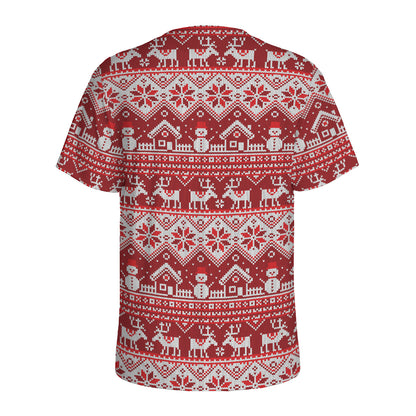 Merry Christmas Knitted Pattern Print Men's Sports T-Shirt