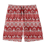 Merry Christmas Knitted Pattern Print Men's Swim Trunks