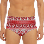Merry Christmas Knitted Pattern Print Men's Triangle Swim Briefs